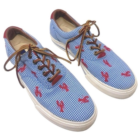 Polo Ralph Lauren Vaughn C Blue Gingham Lobster Deck Shoes size 9.5D - Picture 1 of 6